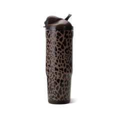 Ease2o 32oz | Compact Water Bottle with Straw & Chug Spout – Brown Leopard