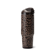 Ease2o 32oz | Compact Water Bottle with Straw & Chug Spout – Brown Leopard