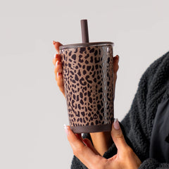 Everyday Tumbler 14oz | Ceramic-Lined Spill-Free Kids Tumbler – Brown Leopard